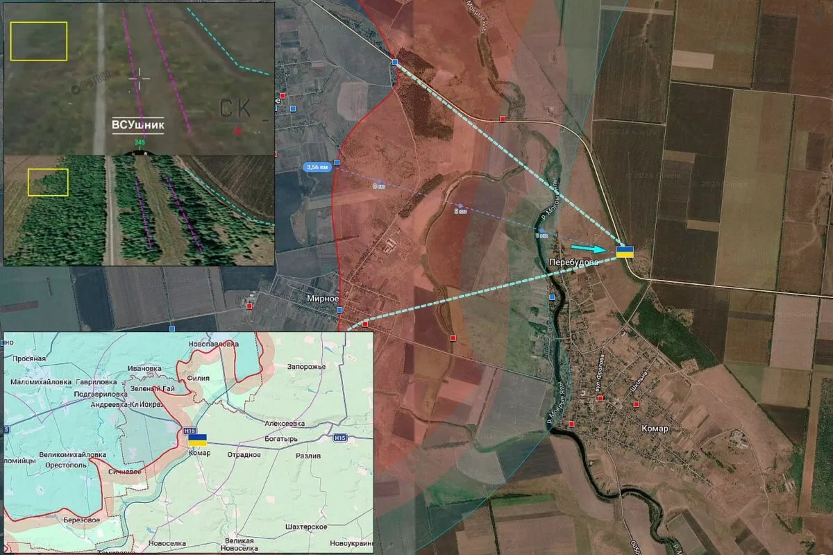 Geolocated drone strike near Komar