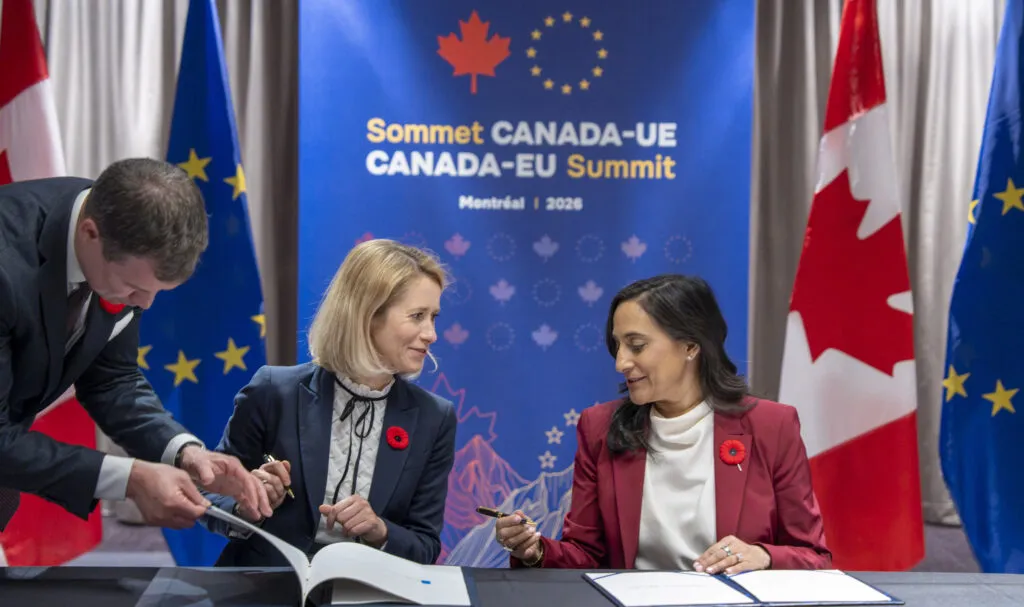 EU and Canadian officials at the summit in Montreal