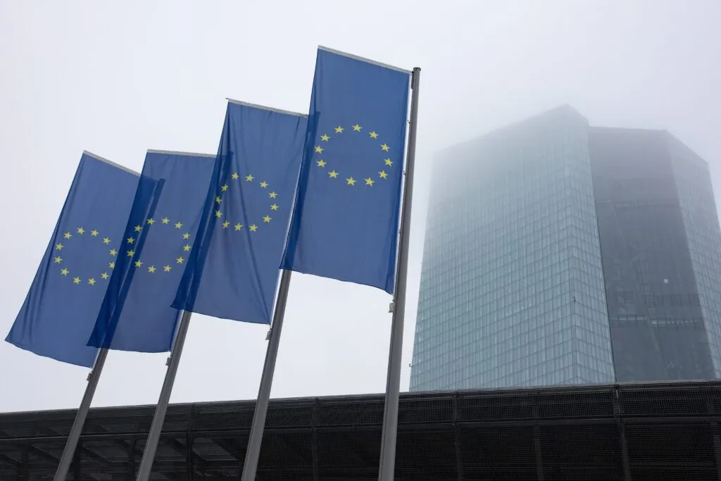 EU flags outside the ECB