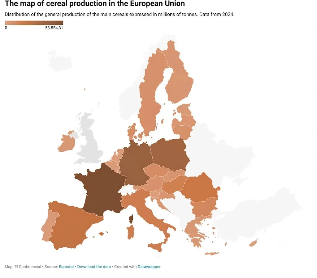 Map showing EU enlargements and farmland changes
